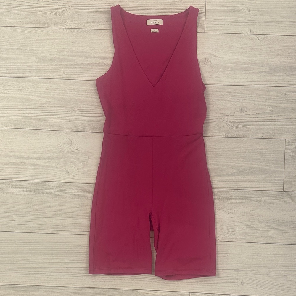 Babaton V-Neck Sleeveless Jumpsuit in Magenta
